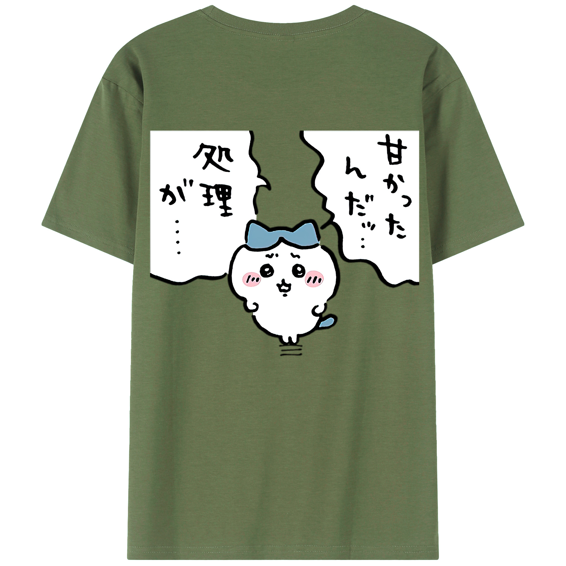 （画像用） ちいかわ ハチワレ Chii-kawa hachiware 綿100％ メンズ半袖Tシャツ（バックプリント） 通気性